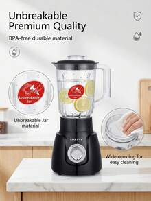 SOKANY-185 2-In-1 Multifunction Blender Juicer, 1.6L Large Capacity Blender With Grinding Cup, 2-Speed Pulse Function, Suitable For Milkshakes, Baby Food, Juices, Coffee Beans - Black - View 8