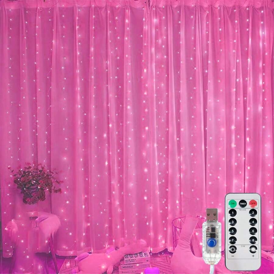 1PC Multicolor Curtain String Lights, LED Decorative Lights, Hanging Fairy String Lights, 8 Lighting Modes, For Wedding, Home, Bedroom, Outdoor, Wall, Garden, Party Decoration