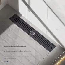 1pc Black Rectangular Floor Drain, Thickened Stainless Steel Design, High Drainage Capacity, Odor Prevention, Suitable For Hotel, Shower Room, Balcony And More - Multiple Sizes Available - Thickened Rectangle - View 12