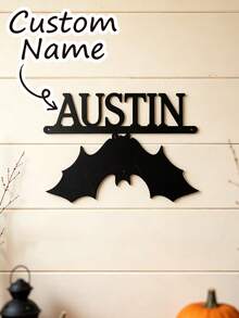 Personalized Nameplate, Customized Metal Nameplate, Commemorative Tombstone Plaque, Customizable Text Or Name, Wall Decor, Suitable For Indoor And Outdoor Scenes, Patio And Autumn Home Decor, Halloween Essential Decoration. - Multicolor - View 3