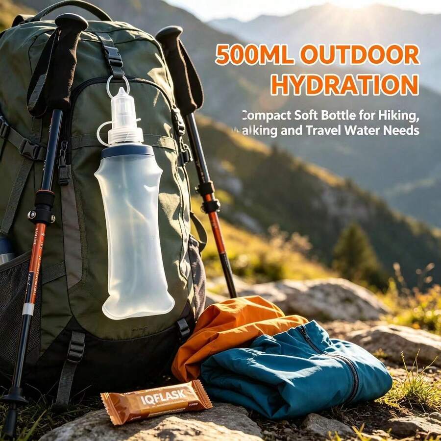 Outdoor Soft Water Bladder Portable Foldable Cycling Soft Water Bottle Sports Hiking Trail Running Backpack TPU Soft Water Bottle - Multicolor - View 1
