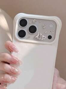 Luxury Diamond 3D Heart Love Camera Protector Full Cover Clear HD Lens Film Shockproof Anti Scratch Compatible With IPhone 18 Pro Max 17 Pro Max 17 Pro Soft Clear Cover - Transparent Silver Heart - View 3