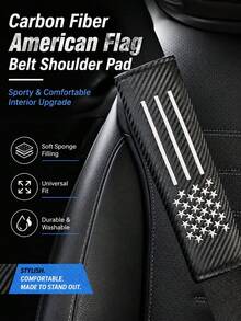 Star Embroidered PU Leather Seat Belt Shoulder Pad, Seat Belt Protector, Hook And Loop, Easy To Install, - A - View 6