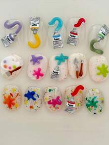 1 buah Cetakan Seni Kuku, Cetakan Silikon DIY Dekorasi 3D Lucu dan Berwarna-warni untuk Pensil Warna Mini Kreatif dan Krayon Cat - Clear - View 6