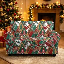 1pc Christmas Print Elastic 5-Piece Chair Cover Single Seat Dust-Proof Living Room Bedroom Sofa Cover All Season Universal Removable Washable - Multicolor - View 18