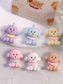 10/20 cái phụ kiện resin hình gấu Teddy và cún con hoạt hình dễ thương, charm mặt dây chuyền DIY làm móc khóa thủ công, charm treo túi trang trí - chó con - Xem 2