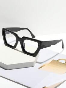 1 Pair Unisex Vintage Geometric Frame Clear Lens Computer Glasses, Casual Eyewear Accessory - Multicolor - View 3