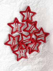 16pcs Red Star & Water Drop Snap Hair Clips, Cute Y2K Metal Hair Clips, Non-Slip Hair Accessories, Suitable For Women And Girls, Autumn Hair Clips Hair Accessories - Multicolor - View 3