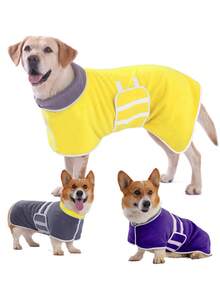 1pc Reversible Dog Absorbent Bathrobe, Plush Bathrobe, Soft And Comfortable, Quick-Drying And Adjustable, Suitable For Different Dog Breeds And Body Types, Ideal For Bathing, Swimming, Beach And Daily Care - Multicolor - View 3