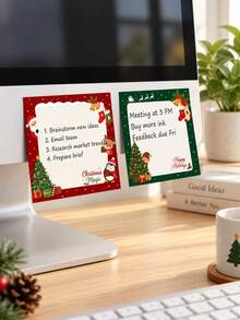 1 buah/4 buah Sticky Note Natal, Halaman Bergaris dengan Desain Bunga, Cocok untuk Pelajar dan Penggunaan Kantor, Pilihan Ideal untuk Kembali ke Sekolah dan Lingkungan Kantor. - Satu-Ukuran - View 4