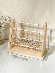 Solid Wood Multi-Layer Jewelry Display Stand, 4-6 Tier Detachable Earring & Bracelet Storage Rack, Multi-Functional Home Decor Display Shelf, INS Style Vanity Organizer Box, Suitable For Counter, Home And Store - Multicolor - View 4