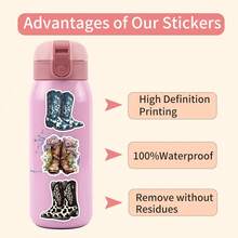 55PCS Cowboy Boots Stickers, Multicolor Pattern Stickers, Beautiful Stickers, Bottles, Decorative Paper, Scrapbooking, Diary, Laptop, Bumper, Skateboard, Water Bottle, Computer, Phone Greeting Cards, Photo Albums, Furniture, Stickers - Cowboy Boots - View 9