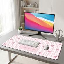 Extra Long Pink Bow Mouse Pad, Non-Slip Rubber, Office & Home Use, Gift For Friends, Back To School Desktop Accessory, Office Supplies, Multiple Sizes - A - View 3