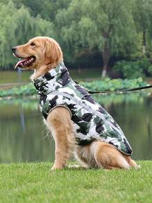 Reflective & Warm Pet Jacket For Fall Winter, Windproof Large Dog Coat, Cold‑Weather Clothes For Medium & Large Sized Dogs - Green - View 2