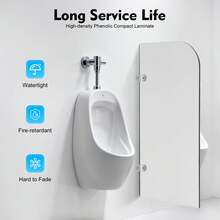 Urinal Screen Toilet Partition, 40x90cm Wall-Mounted Urinal Privacy Partition, Urinal Partition Screen For Toilets Schools,Shopping Malls, Round Angle - JZSKAQ-000300@Color - View 2
