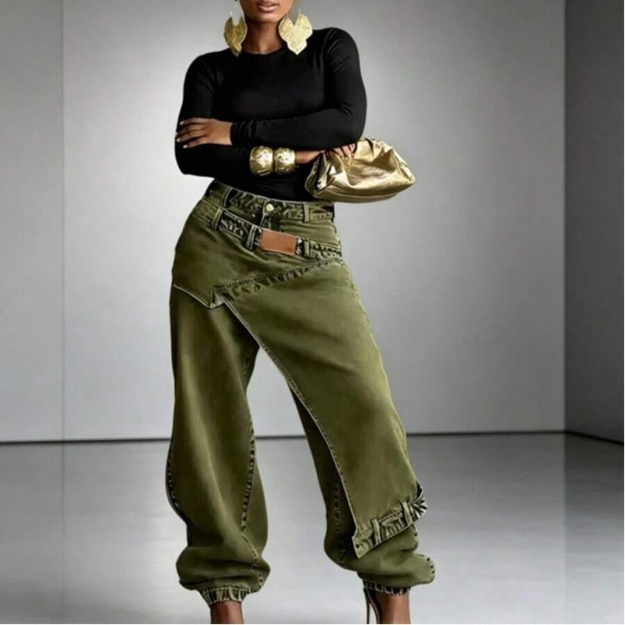 Women Jeans - Army Green - View 1