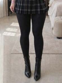 1 Pair Solid Color Sexy Nylon Quilted Shiny Pantyhose, Autumn/Winter Christmas Gift - Multicolor - View 2