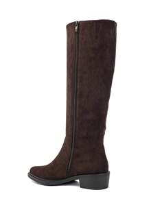 Women's Classic Pointed Toe Knee High Riding Boots Low Block Heel Side Zipper Long Boots - Brown 6502-1 - View 4