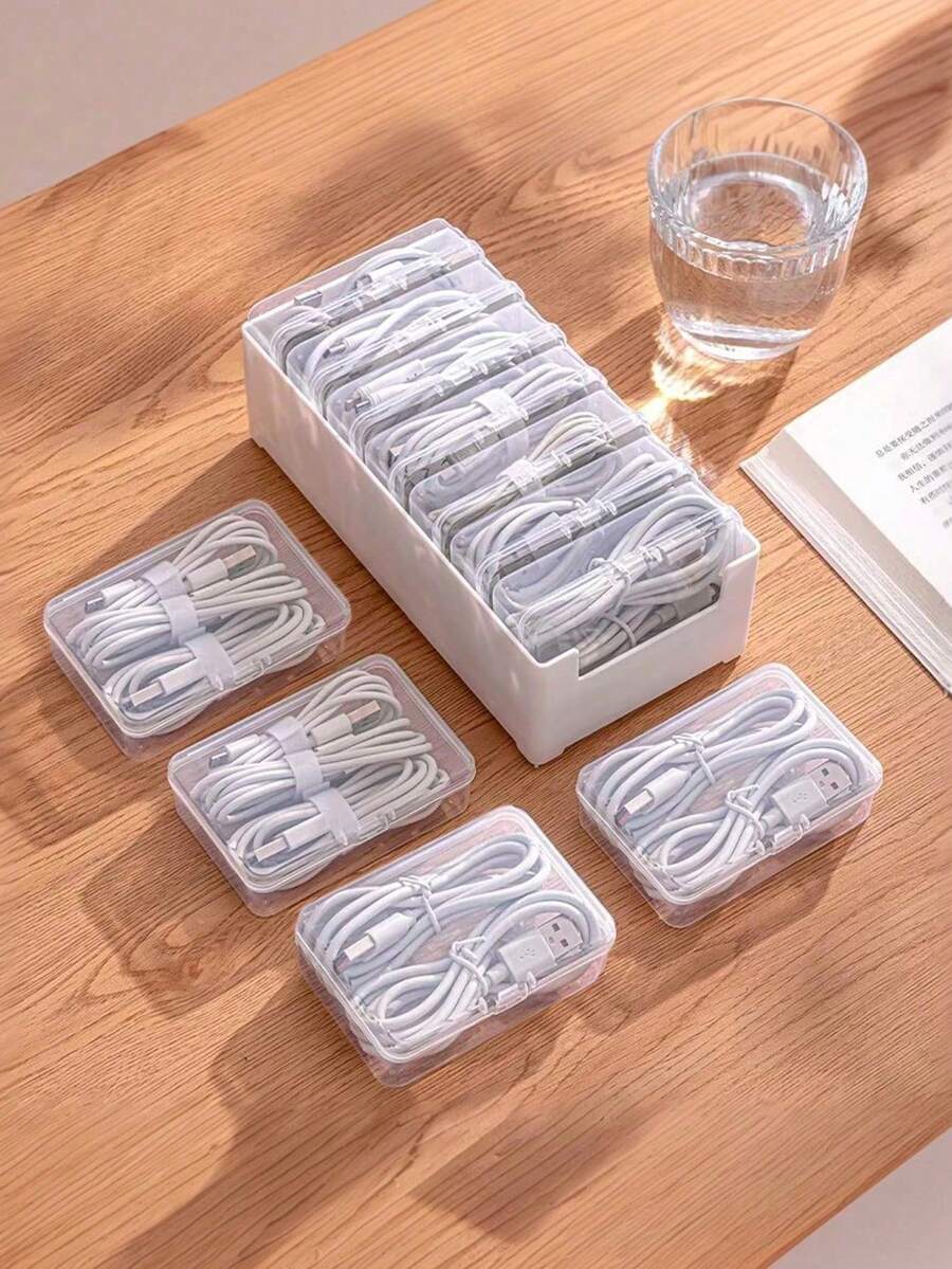 22pcs/11pcs/8pcs/7pcs/5pcs/3pcs Plastic Cable Organizer Box, Charger Holder, Desktop Cable Management, Power Cord Stand, Transparent Container, Suitable For Home And Office Use - Multicolor - View 1