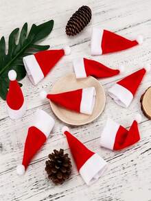 8pcs Mini Red Santa Hats, Small Christmas Hats For Handicrafts, Christmas Party Table Decoration - Multicolor - View 5