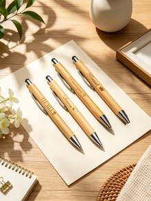 Personalized Bamboo Pen, Customized Wooden Pen, Thank You Gift For Business, Colleagues, Teachers, Students, Bridesmaids, Brides And Anniversary - Sets - View 4