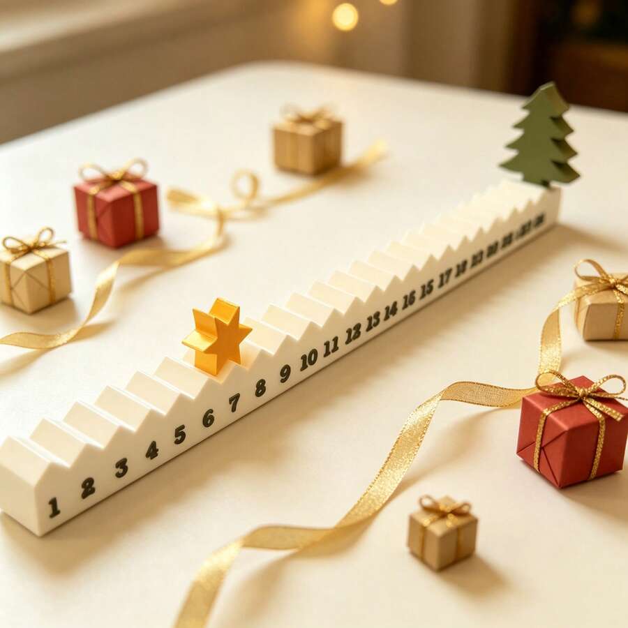 1pc 12-Month Christmas Countdown Calendar Desktop Decoration With Jagged Track And Star-Shaped Christmas Tree Ornament, Fun Calendar Decor For Christmas Tabletop Arrangement, Great Gift Choice - View 1