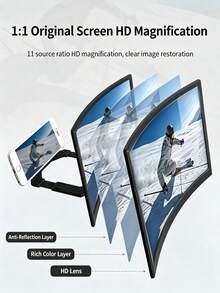 1pc 12/16/18 Inch Ultra HD Phone Screen Magnifier, Newly Upgraded 3D Curved Screen, Foldable & Telescopic, Phone Desktop Stand, Anti-Blue Light Lens, Eye Protection - Multicolor - View 10