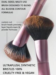 Angled Fan Finishing Brush Is A Dual-Sided, Multi-Use Makeup Brush That Is Designed To Blend Products For A Seamless Finish - Pink - View 4