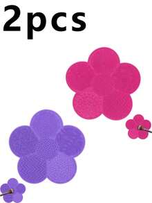 Silicone Makeup Brush Cleaning Pad, Flower Shaped, With Suction Cup, Portable Cleaning Tool, Suitable As Valentine's Day, Birthday, Party Gift - Multicolor - View 20
