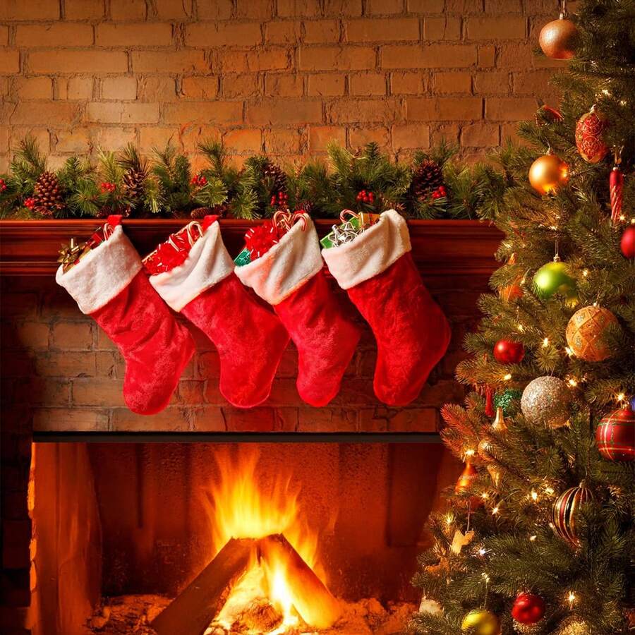 1pc Christmas Stocking Christmas Decoration Gift Bag Holiday Candy Storage Bag Christmas Tree Hanging Ornament