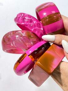 1件粉色愛心對比色珍珠與水鑽裝飾手鍊，百搭風格適合女性，街頭時尚網紅款，情人節禮物、母親節禮物 - 彩色 - 查看 5