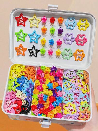 150/50/5pcs Random Colorful Y2K Star Flower BB Clips Mini Flower Claw Clips Sweet Cute Minimalist Hair Accessories For Women Suitable Daily Wear Party