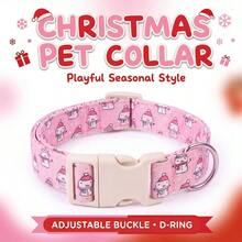 Christmas Dog Collar Pink Cute Cartoon Snowman Print, Adjustable Pet Neck Collar With D-Ring For Small Medium Dogs Cats - Baby Pink - View 11