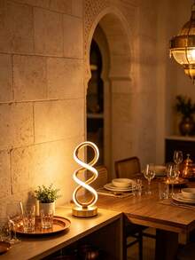1pc Double Helix 3-Color Dimmable Creative Decorative Table Lamp, USB Powered Warm Romantic LED Atmosphere Light, Bedroom Bedside High-End Night Light - Multicolor - View 5