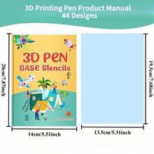 Khuôn vẽ giấy stencil cho bút in 3D, tái sử dụng được, 44/65 mẫu kèm tấm nhựa PVC trong suốt, phù hợp cho bút in 3D, quà tặng DIY cho trẻ em - Bộ - Xem 5