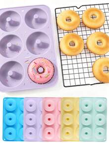 1/2 buah Cetakan Donat Silikon 6 Rongga, Cetakan Kue Bulat untuk Membuat Makanan Penutup, Roti, Cokelat, Kue Pastri, Bagel, Aksesori Kue Dapur Silikon Lembut, Baki Makanan Penutup Mudah Dilepas, Cocok untuk Memanggang di Rumah, Pesta, Hadiah Liburan - View 12