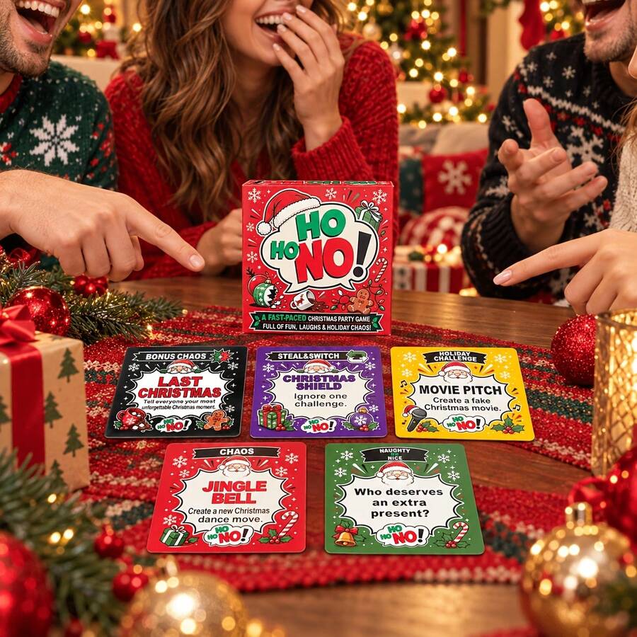 HO HO NO! Christmas Party Card Game, Funny Holiday Challenge Game For Family And Friends, Fast-Paced Group Game, Christmas Gift And Stocking Stuffer