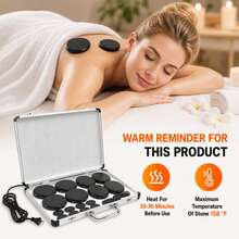 Kit De Piedras Calientes 18 Piezas Maletin Electrico Spa - Negro - Ver 7