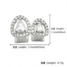 Hot-Selling 2pcs Hollow Spliced Water Drop Rectangular Rhinestone Hip Hop Grillz Halloween Rap Costume Accessory - Multicolor - View 3