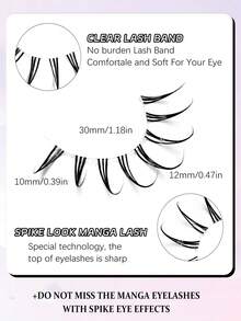 Asiteo 5 Pairs Cute False Eyelashes, Korean Style Cartoon Eyelashes, Cartoon Pointed Transparent Invisible Style, Natural Sweet Soft Lightweight, Pointed Tail Style, One-Piece Natural Hair Texture, Suitable For Beginners - Black - View 2