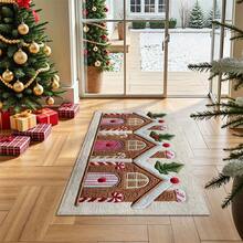1pc Christmas House Pattern Design Microfiber Bath Rug,Non‑Slip Soft Bathroom Mat,Water‑Absorbent Doormat,Machine Washable,Knit Fabric,For Bedroom,Kitchen,Entryway,Indoor & Outdoor Use,Home Decor,Perfect Holiday Party Decor Gift,Christmas Decoration - A - View 8