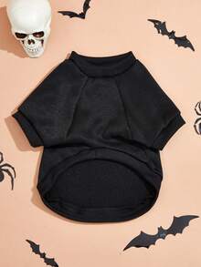 LUCKIE PAW 1pc Halloween Skeleton Hand Bone Pattern Pet Sweatshirt, Anti-Flea Physical Protection, Reduce Shedding, Warm & Breathable Dog Vest, Suitable For Large & Small Dogs And Cats, Indoor & Outdoor Use - Black - View 8