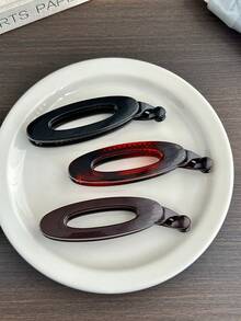 1Pc New Simple Oval Claw Clip For Women – Retro Wide-Edge Hair Clip For High Ponytail & Bun, Back Head Hair Accessory Hair Clips Hair Claws,Hair Slide - Multicolor - View 8