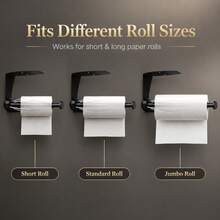 Paper Towel Holder, Under Cabinet Shock-Absorbing Paper Towel Rack, Under Cabinet Paper Towel Holder, Matte Black Metal Roll Holder With Shock-Absorbing Steel Wire, L-Shaped Bracket Wall-Mounted Paper Towel Dispenser, Suitable For Kitchen, Bathroom, RV - Black - View 10