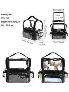 1pc Large Capacity Transparent Crossbody Makeup Bag Toiletries Storage Organizer - Black - View 4