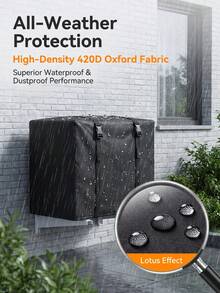 1 Set S-XXL Multi-Size Anti-Aging Polyester Waterproof Fabric Air Conditioner Outdoor Unit Cover, Outdoor Courtyard All-Season Use, Minimalist Practical Style, Silver Square Shape, Elastic Hem Design, Rainproof Dustproof Sunproof Air Conditioner Outdoor Unit Protective Cover - Full Coverage - View 10