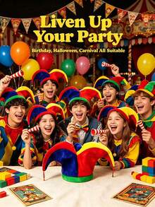Jester Hat With Bells, Colorful Three-Pointed Clown Costume Hat, Suitable For Halloween, Carnival, Birthday Party And Adult Cosplay Costume Accessory - Multicolor - View 7