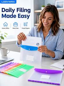 12/6pcs A4 Folders With Buckle, 11-Ring Loose Leaf Pocket, Heavy Duty PP File Organizer Box With Lock, Durable, Suitable For School, Office And Home (Random Color) - Multi-color - View 7
