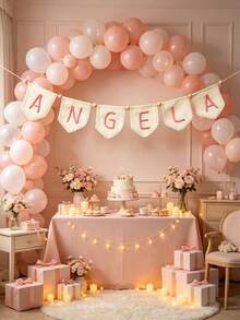 1pc Customized Lace Name Banner, Handmade Yarn Letter Hanging Decor, Suitable For Baby Room, Personalized Girl Decoration, Neutral Color Baby Room Wall Hanging, Personalized Felt Name Flag, Macaron Color Baby Room Decor, Sweet Style - Multicolor - View 6