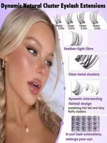 Natural Cluster Eyelash Extension Kit DIY Eyelash Extension Kit C Curl Eyelash Clusters Individual Eyelash Set - C - View 8